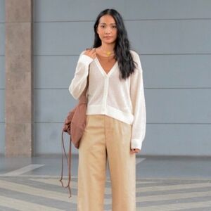Uniqlo mesh cotton white cardigan